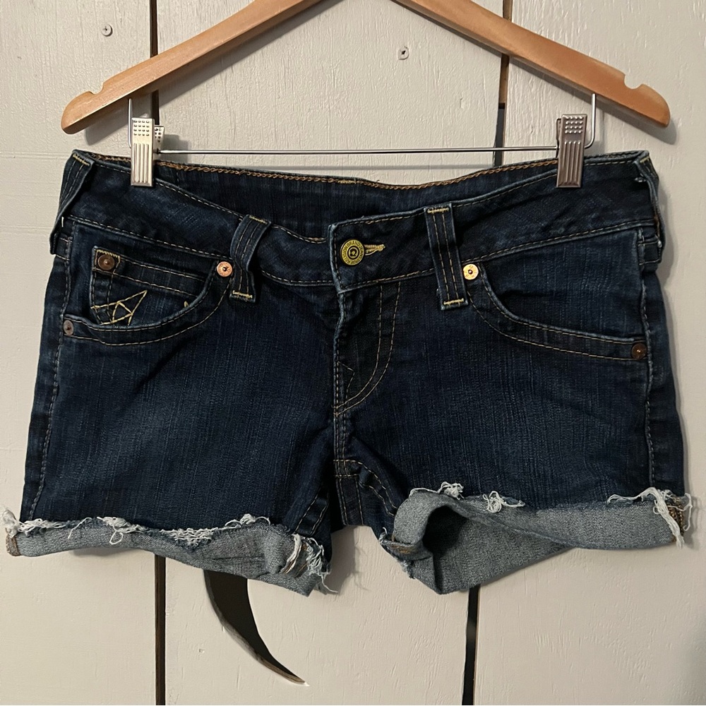True Religion Booty Shorts Women's Blue Jean Shorts Size 30